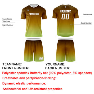 Conjunto personalizado de camiseta de uniforme marrón & amarillo y verde para niños y adultos