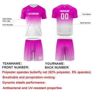 Conjunto personalizado de camiseta de uniforme rosa y blanco para niños y adultos