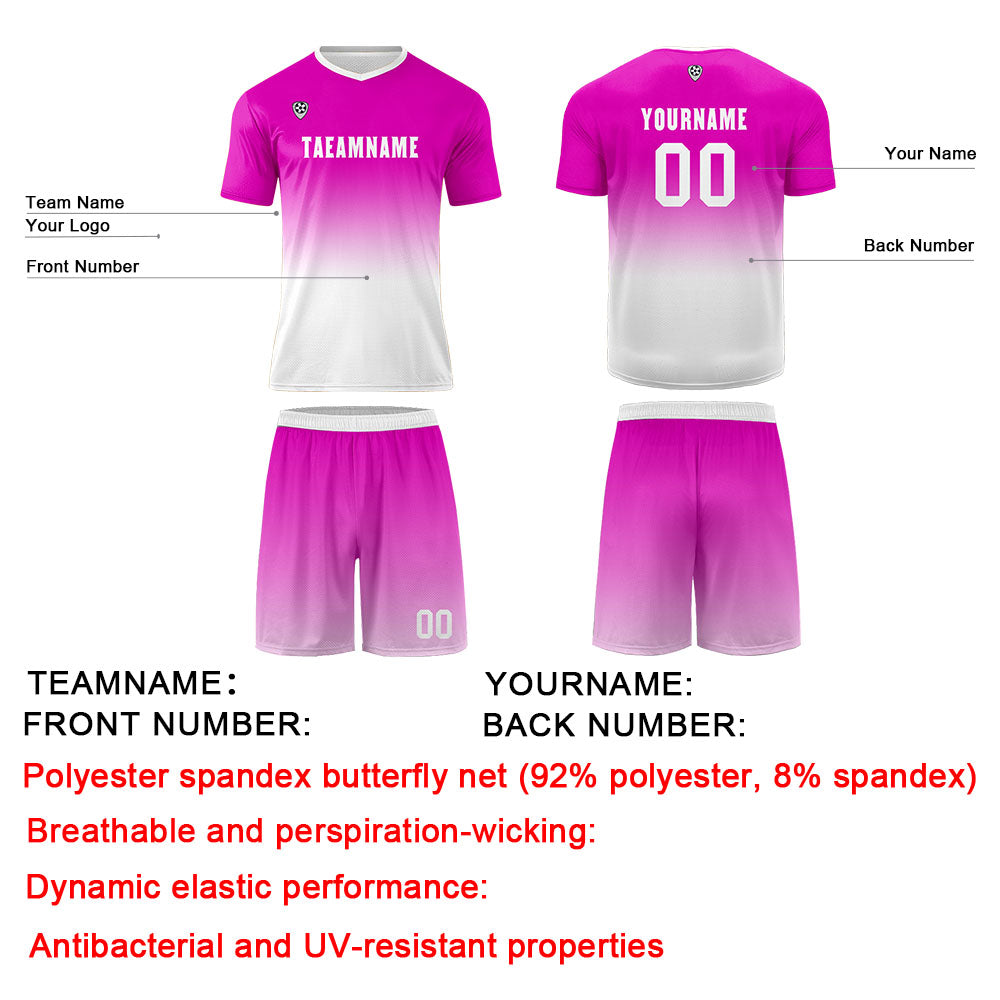 Conjunto personalizado de camiseta de uniforme rosa y blanco para niños y adultos