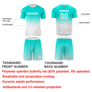 Camiseta de uniforme personalizada azul menta y blanca para niños y adultos Conjunto de camiseta personalizado