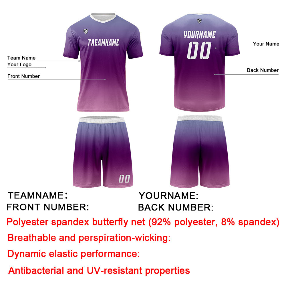 Conjunto personalizado de camiseta de uniforme azul & morado y rosa para niños y adultos