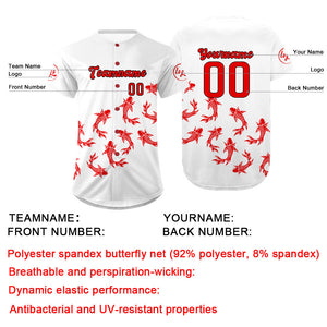Camiseta de béisbol personalizada blanca y roja con degradado uniformes de equipo con nombre y número