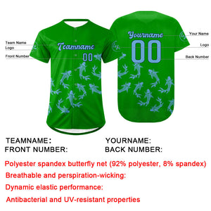 Camiseta de béisbol personalizada verde y azul con degradado uniformes de equipo con nombre y número