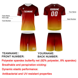 Conjunto personalizado de camiseta de uniforme rojo & naranja y amarillo para niños y adultos