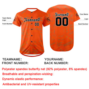 Camiseta de béisbol personalizada naranja y negra con dise?o degradado uniformes de equipo con nombre y número