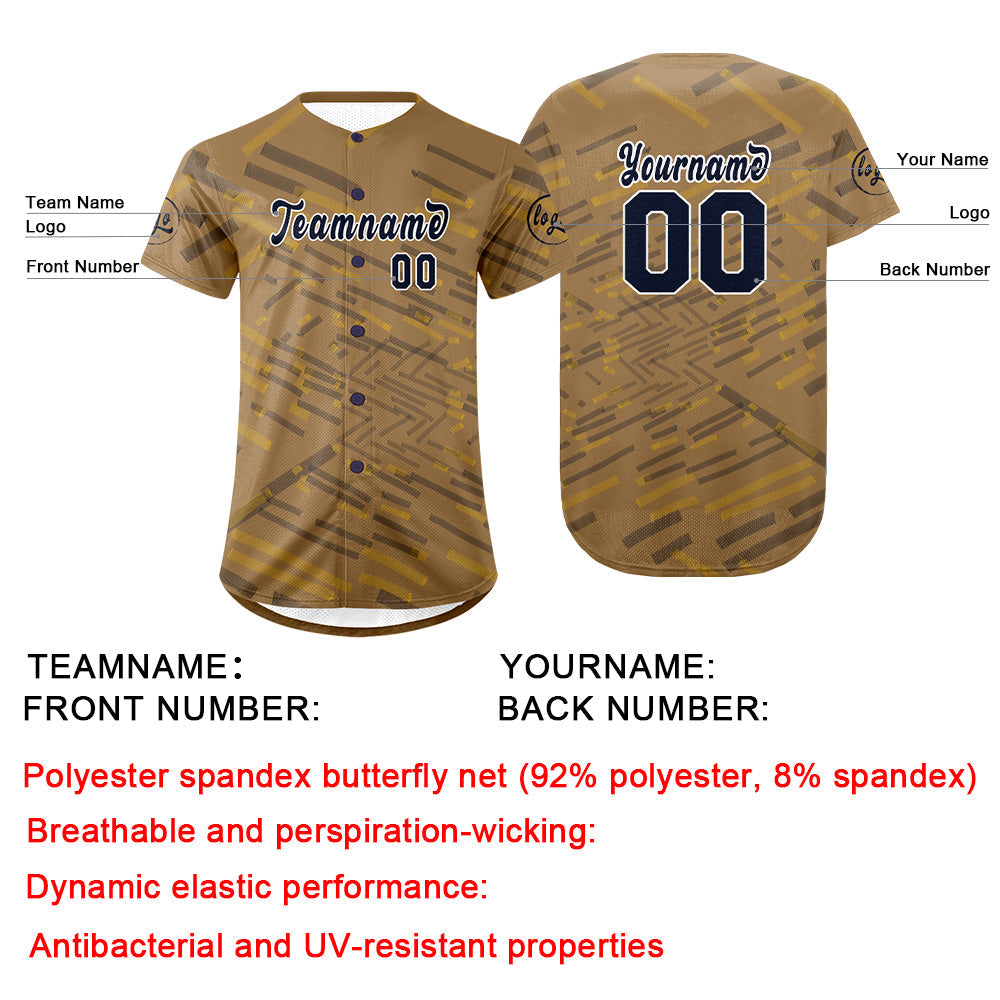 Camiseta de béisbol Old Gold Navy personalizada con dise?o degradado uniformes de equipo con nombre y número