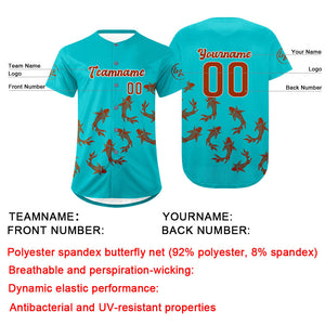 Camiseta de béisbol personalizada color naranja cian con degradado uniformes de equipo personalizados con nombre y número