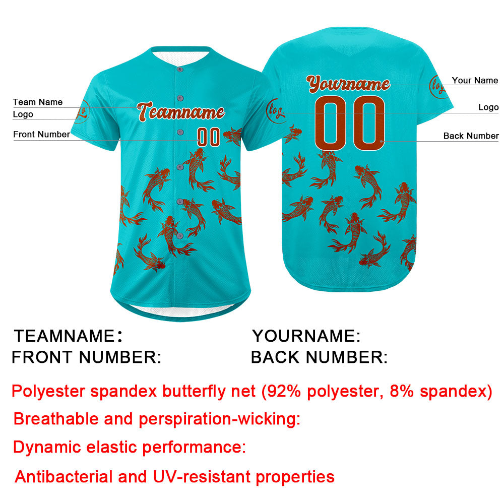 Camiseta de béisbol personalizada color naranja cian con degradado uniformes de equipo personalizados con nombre y número