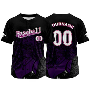 Camiseta de béisbol negra personalizada con nombre número y logotipo personalizados