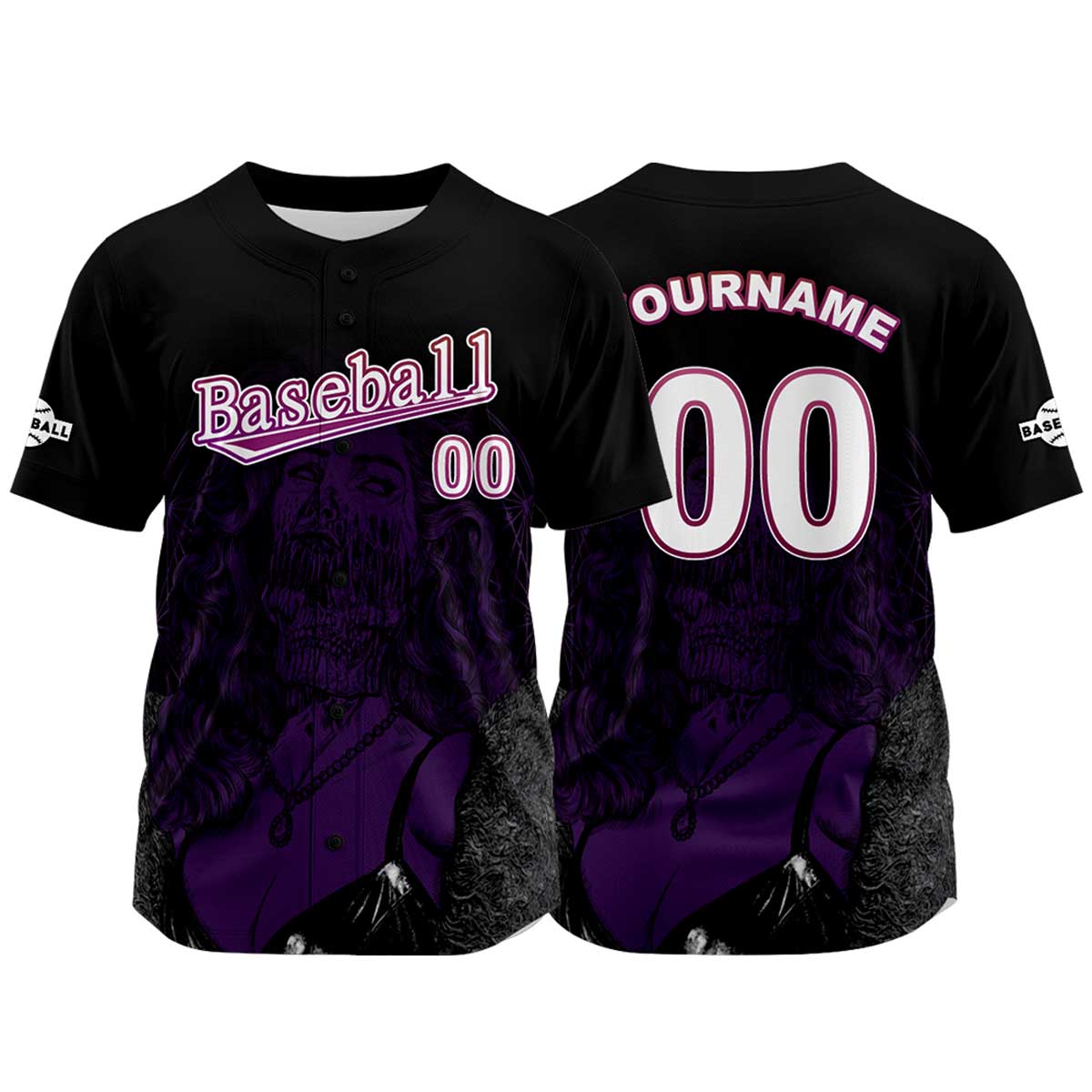 Camiseta de béisbol negra personalizada con nombre número y logotipo personalizados