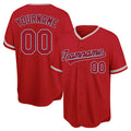 customized authentic baseball jersey red white -black mesh