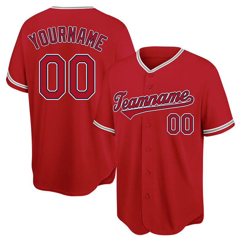 customized authentic baseball jersey red white -black mesh