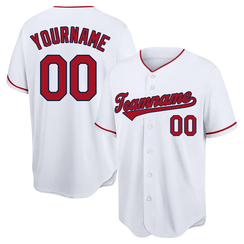 customized authentic baseball jersey red white -black mesh