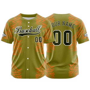 Camiseta de béisbol verde personalizada con botones para hombre mujer adulto y joven Nombre número y logotipo impresos