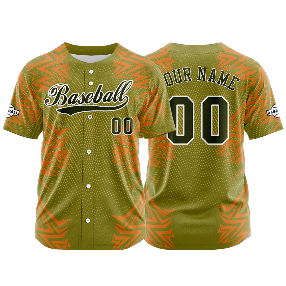 Camiseta de béisbol verde personalizada con botones para hombre mujer adulto y joven Nombre número y logotipo impresos