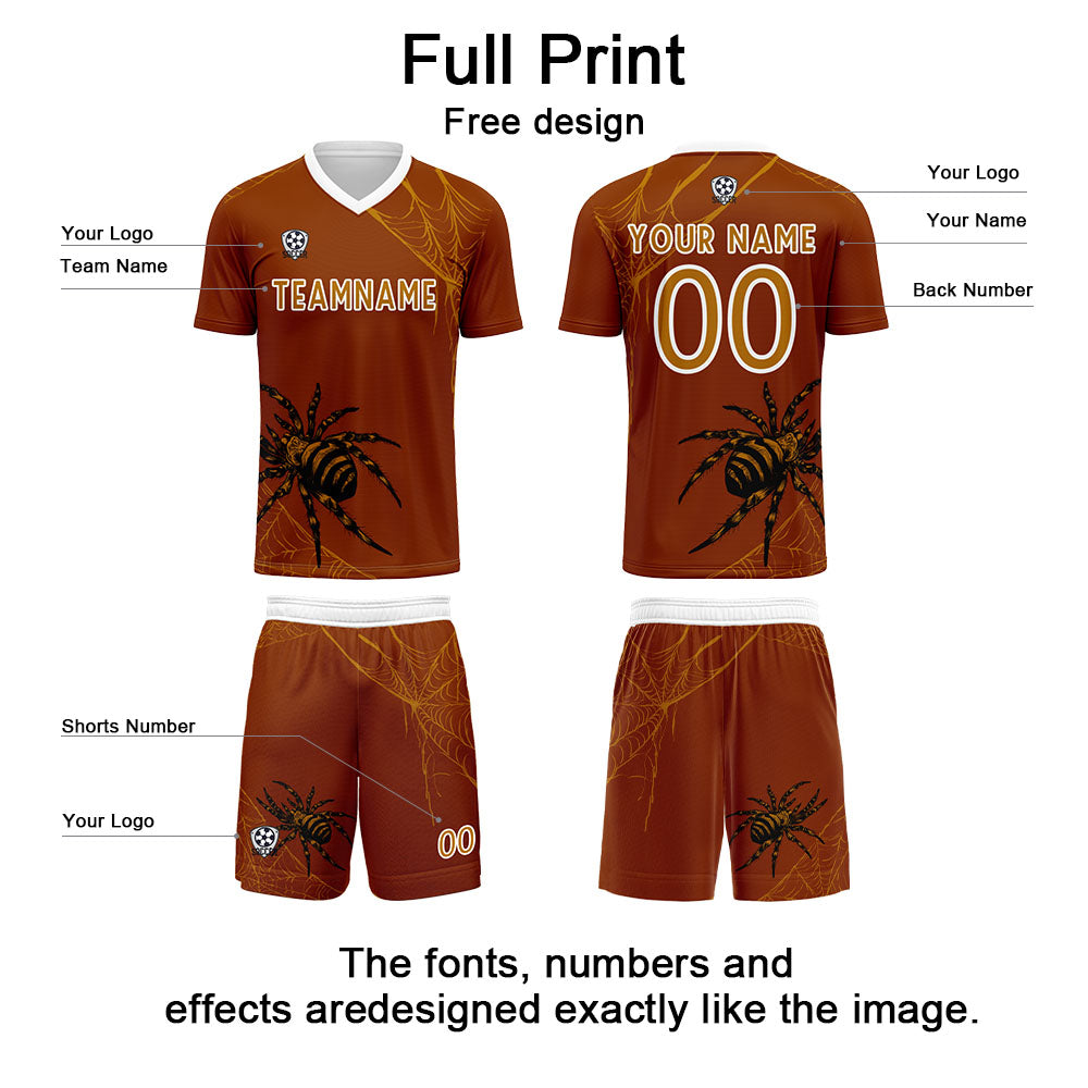 Conjunto personalizado de camiseta de fútbol naranja para niños y adultos