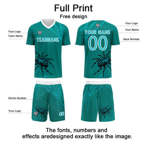 Conjunto personalizado de camiseta de fútbol verde oscuro para niños y adultos