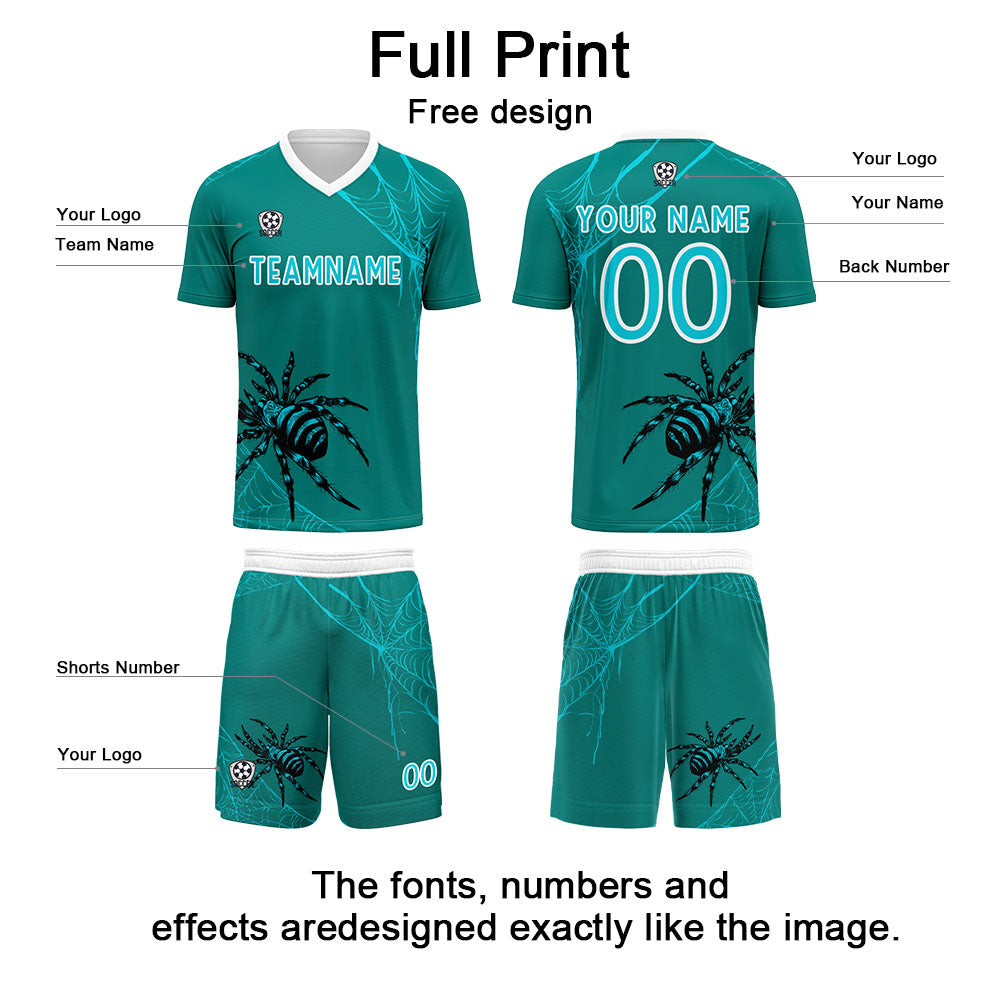 Conjunto personalizado de camiseta de fútbol verde oscuro para niños y adultos