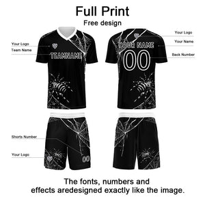 Conjunto personalizado de camiseta de fútbol negra para niños y adultos