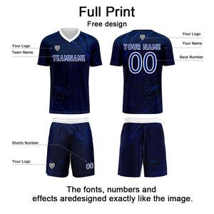 Conjunto personalizado de camiseta de fútbol azul para niños y adultos