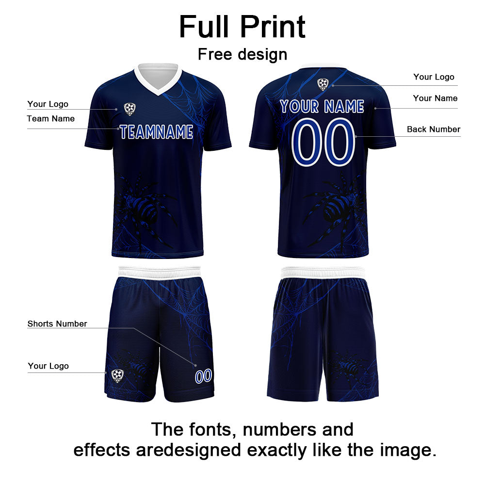 Conjunto personalizado de camiseta de fútbol azul para niños y adultos