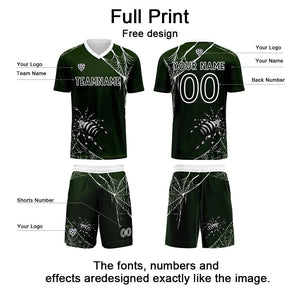 Conjunto personalizado de camiseta de fútbol verde para niños y adultos