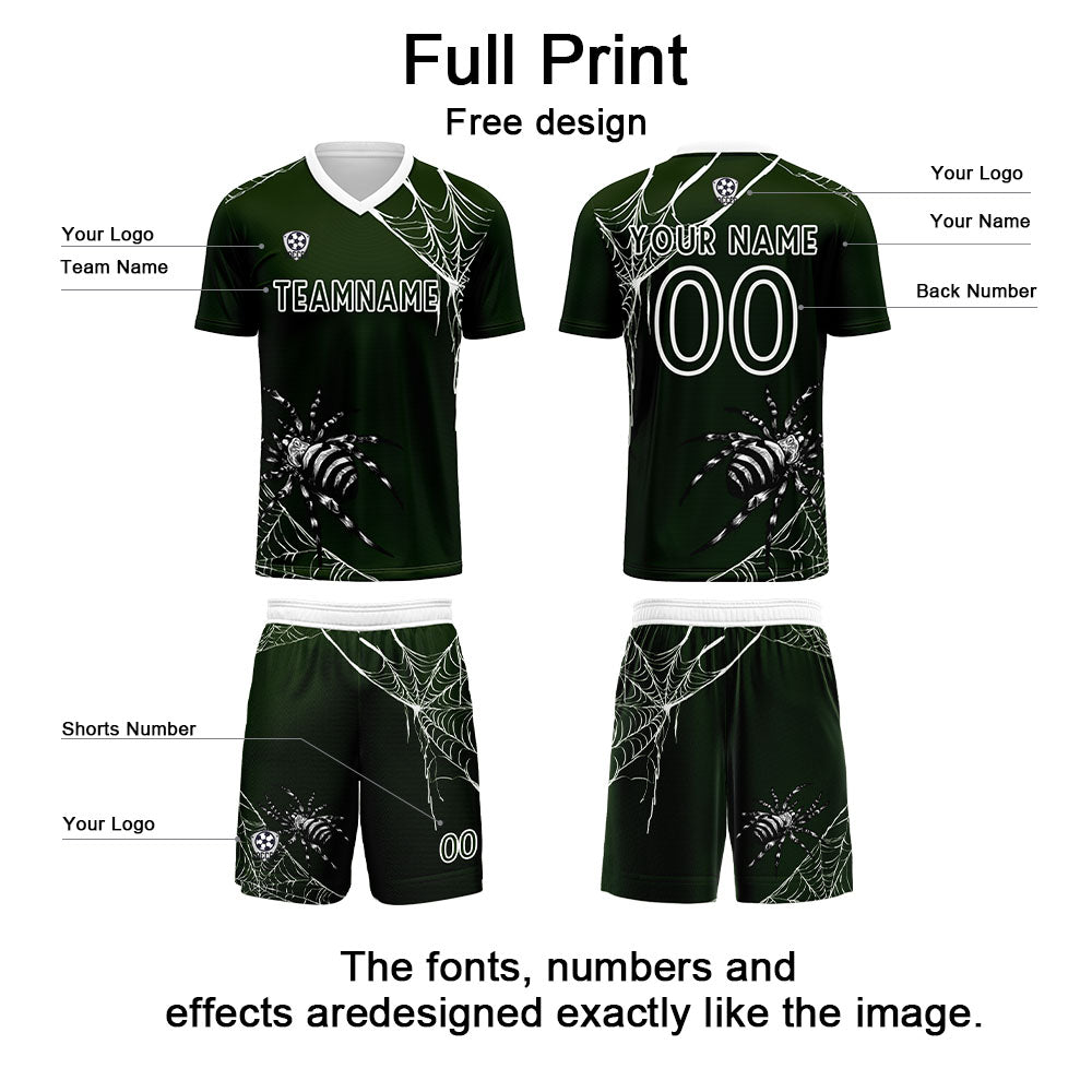 Conjunto personalizado de camiseta de fútbol verde para niños y adultos