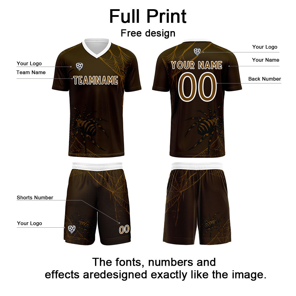 Conjunto personalizado de camiseta de fútbol marrón oscuro para niños y adultos