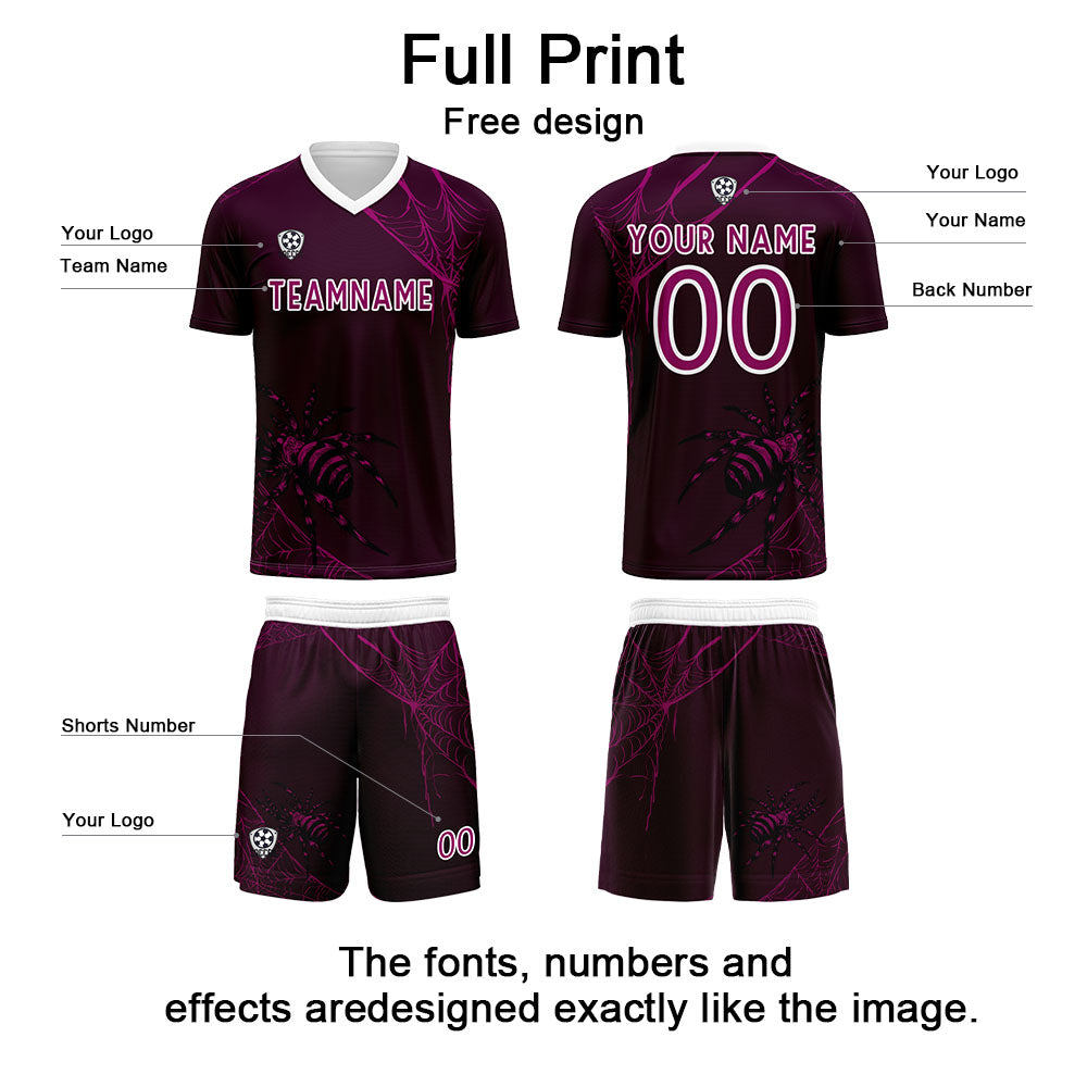 Conjunto personalizado de camiseta de fútbol morada para niños y adultos
