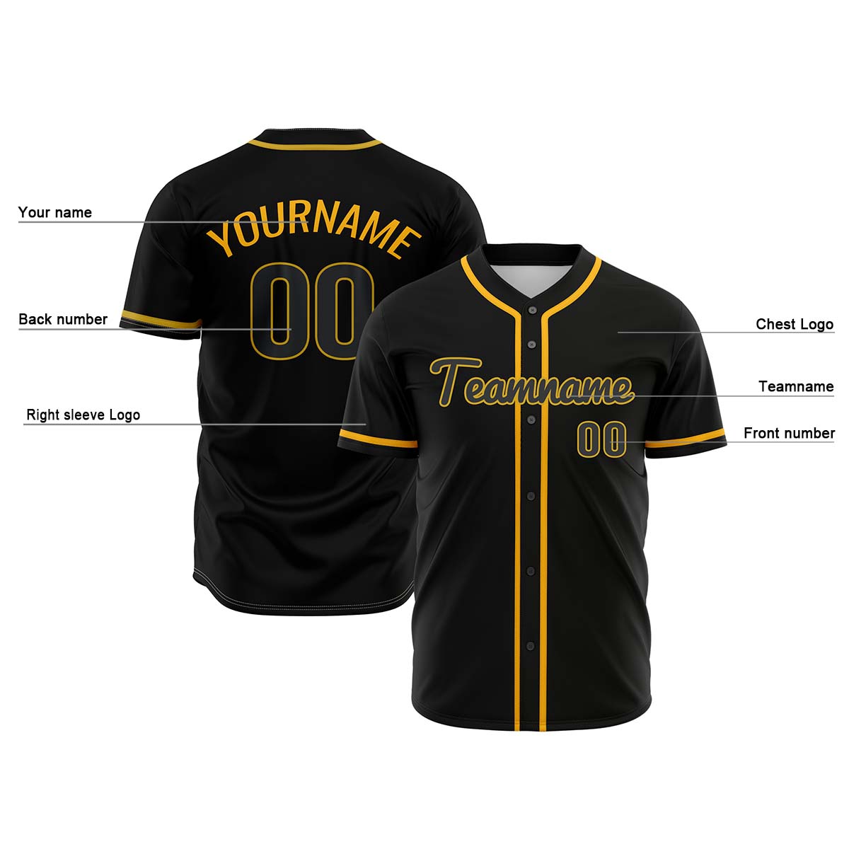 Camisetas de béisbol de hip hop negras personalizadas & cosidas & estampadas y con nombre y número personalizados
