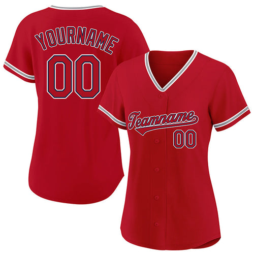 customized authentic baseball jersey red white -black mesh